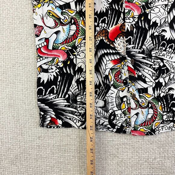 Ed Hardy "Death Before Dishonor" Button Down Shirt Graphic Print Men's S Skulls - Picture 7 of 8